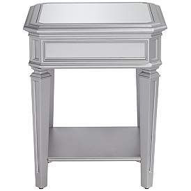 Image4 of Aurora 20" Wide Mirrored and Silver Traditional Side Table more views