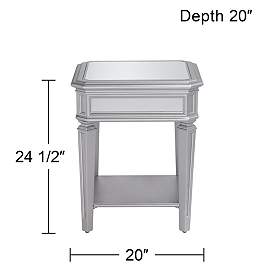 Image5 of Aurora 20" Wide Mirrored and Silver Traditional Side Table more views