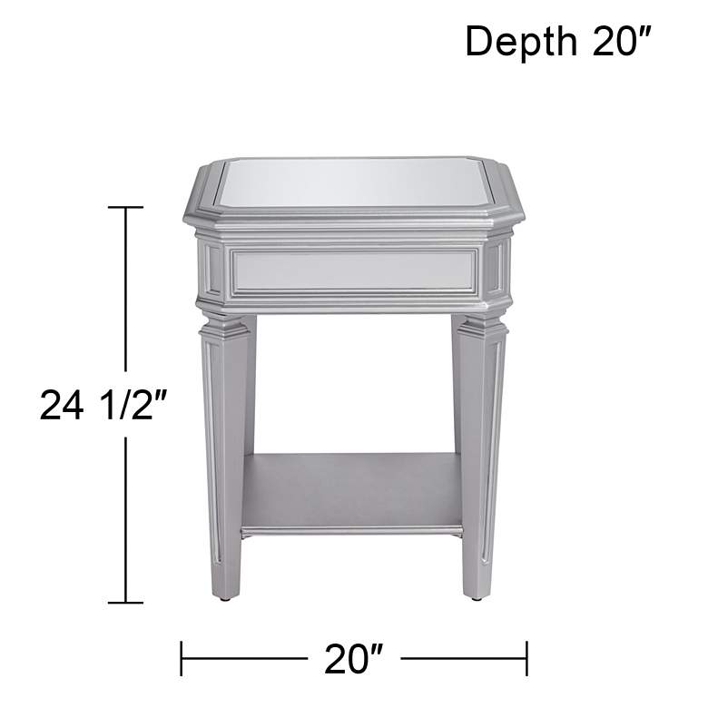 Image 5 Aurora 20" Wide Mirrored and Silver Traditional Side Table more views