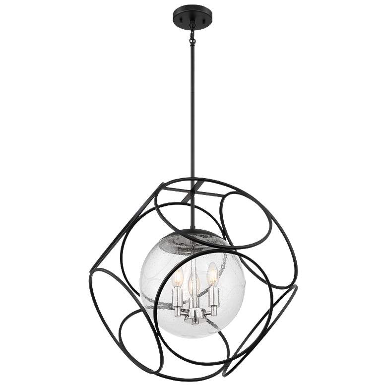 Image 1 Aurora; 3 Light; Pendant; Black & Polished Nickel Finish w/ Clear Seede