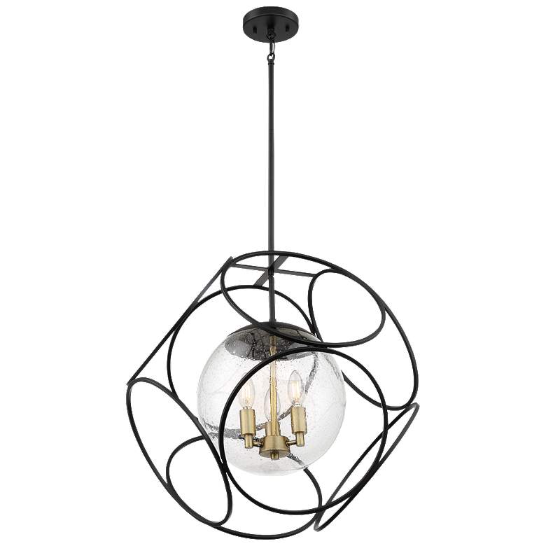 Image 1 Aurora; 3 Light; Pendant; Black & Vintage Brass Finish