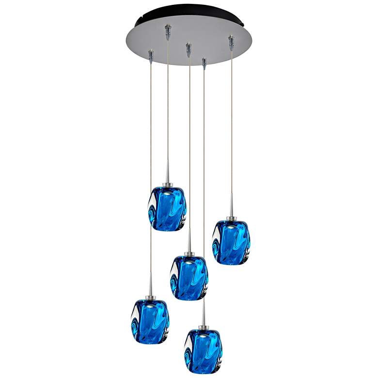 Image 1 Aurora 4 1/2 inch Wide Blue Glass LED Multi Light Pendant