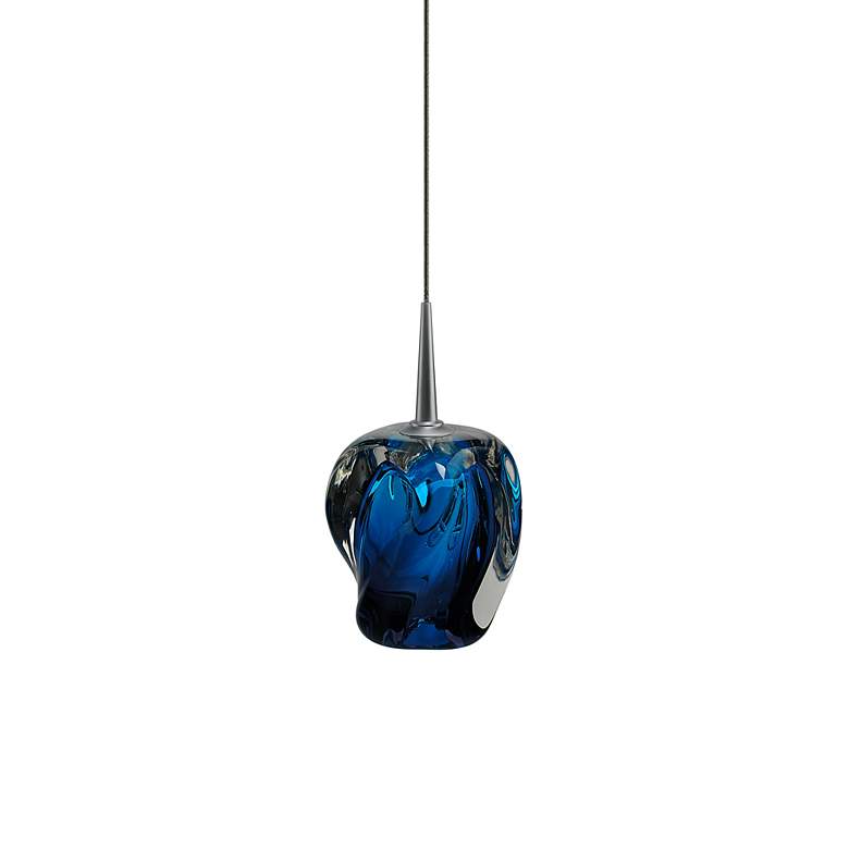 Image 2 Aurora 4 1/2"W Matte Chrome LED Mini Pendant with Blue Glass more views