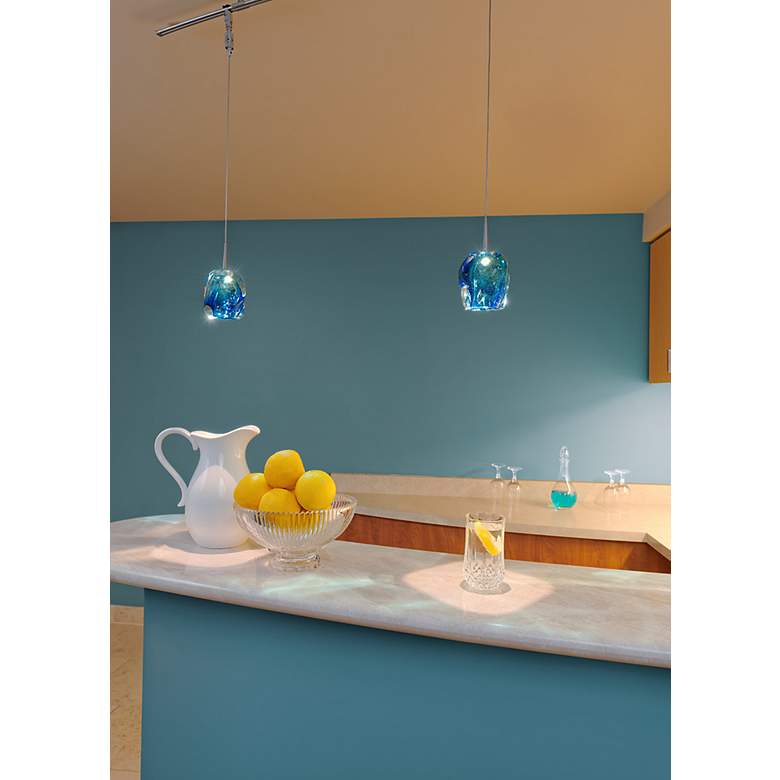 Image 5 Aurora 4 1/2"W Matte Chrome LED Mini Pendant with Blue Glass more views