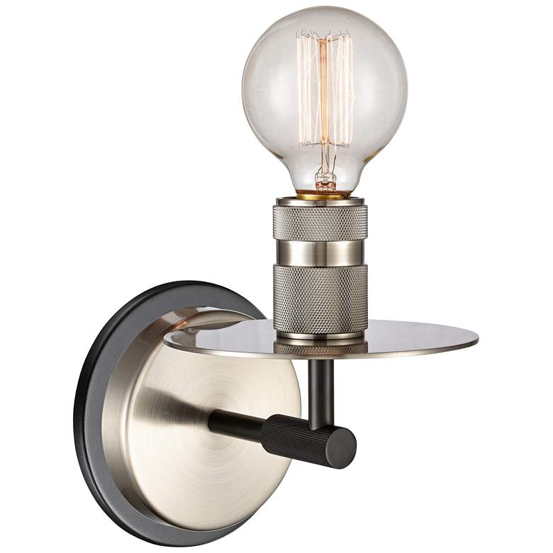 Image 1 Aurora 6 3/4" High Brushed Satin Nickel Metal Wall Sconce