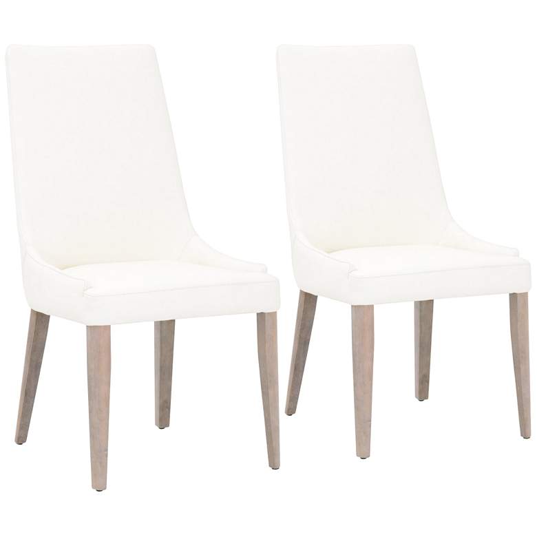 Aurora Alabaster Leather and Gray Dining Chairs Set of 2