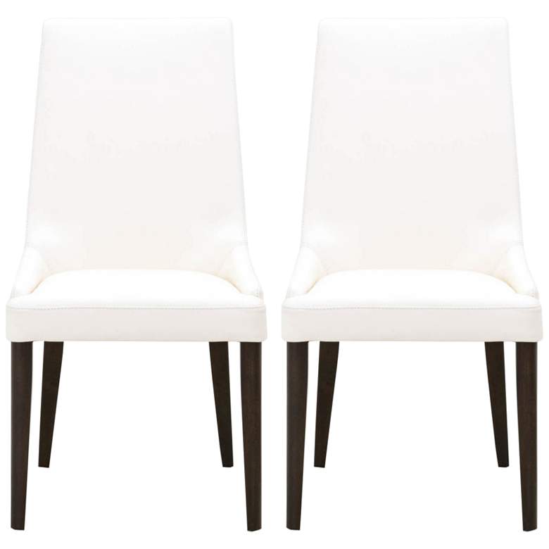 Aurora Alabaster Leather Dark Wenge Dining Chairs Set of 2