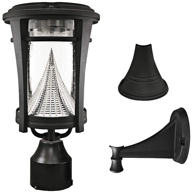 Image 1 Aurora Black 13" High Tri-Mount Solar LED Outdoor Light