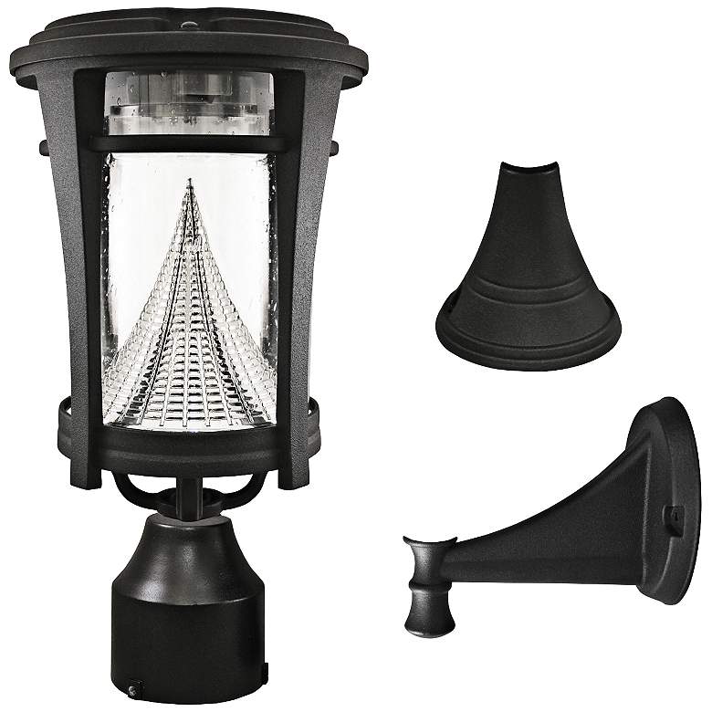 Image 1 Aurora Black 13 inch High Tri-Mount Solar LED Outdoor Light