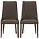 Aurora Dark Umber Leather and Walnut Dining Chairs Set of 2