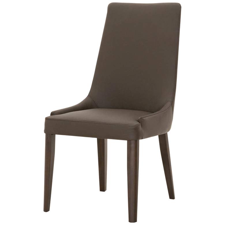 Image 2 Aurora Dark Umber Leather and Walnut Dining Chairs Set of 2 more views