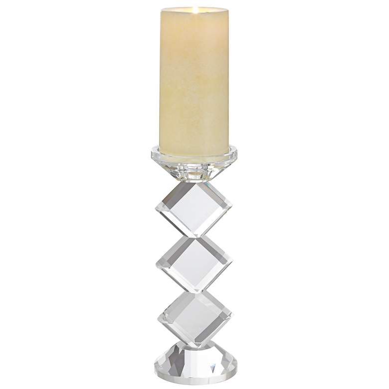 Image 1 Aurora Diamond 9 3/4 inch High Crystal Pillar Candle Holder