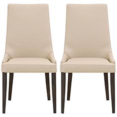 Aurora Flaxen Leather and Dark Wenge Dining Chairs Set of 2