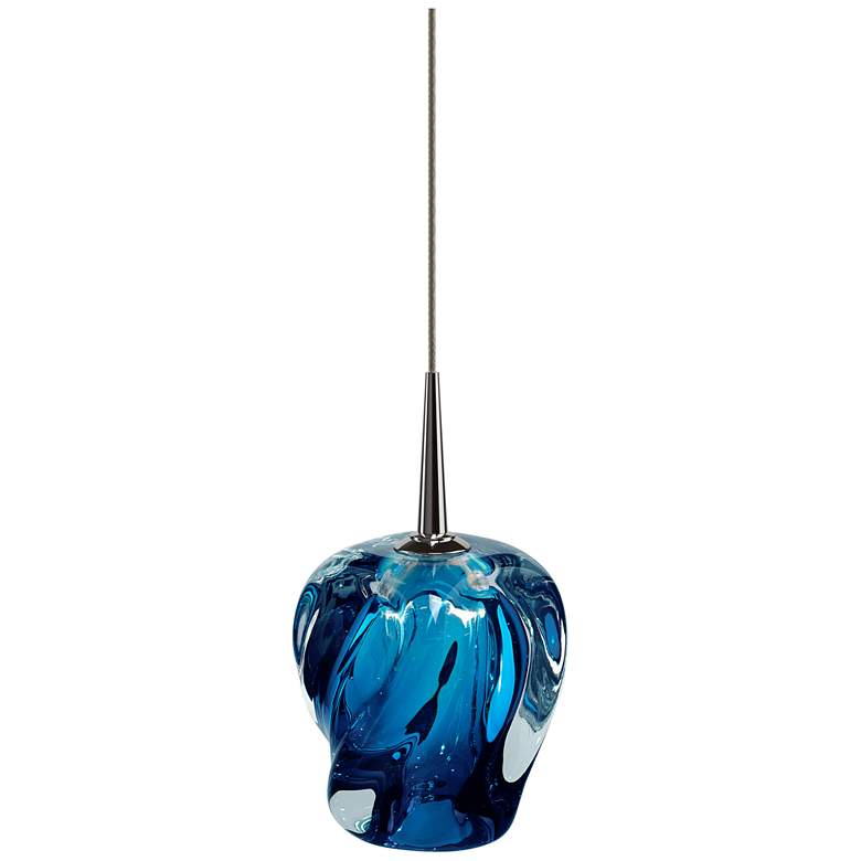 Image 1 Aurora LED Pendant - Chrome Finish - Blue Glass Shade