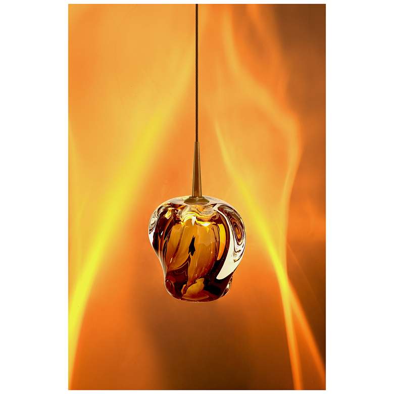 Image 4 Aurora LED Pendant - Matte Chrome Finish - Amber Glass Shade more views