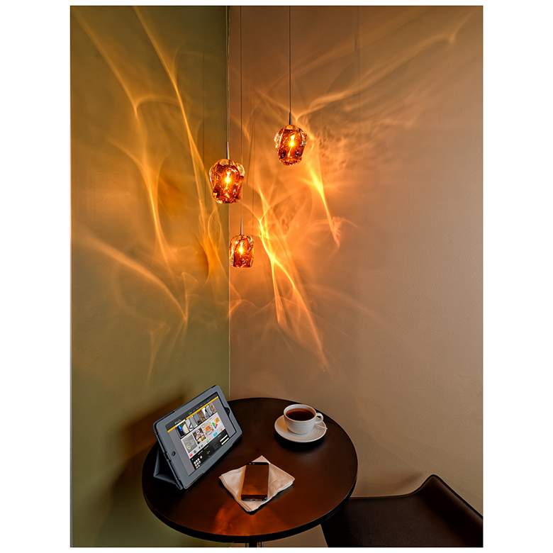 Image 6 Aurora LED Pendant - Matte Chrome Finish - Amber Glass Shade more views