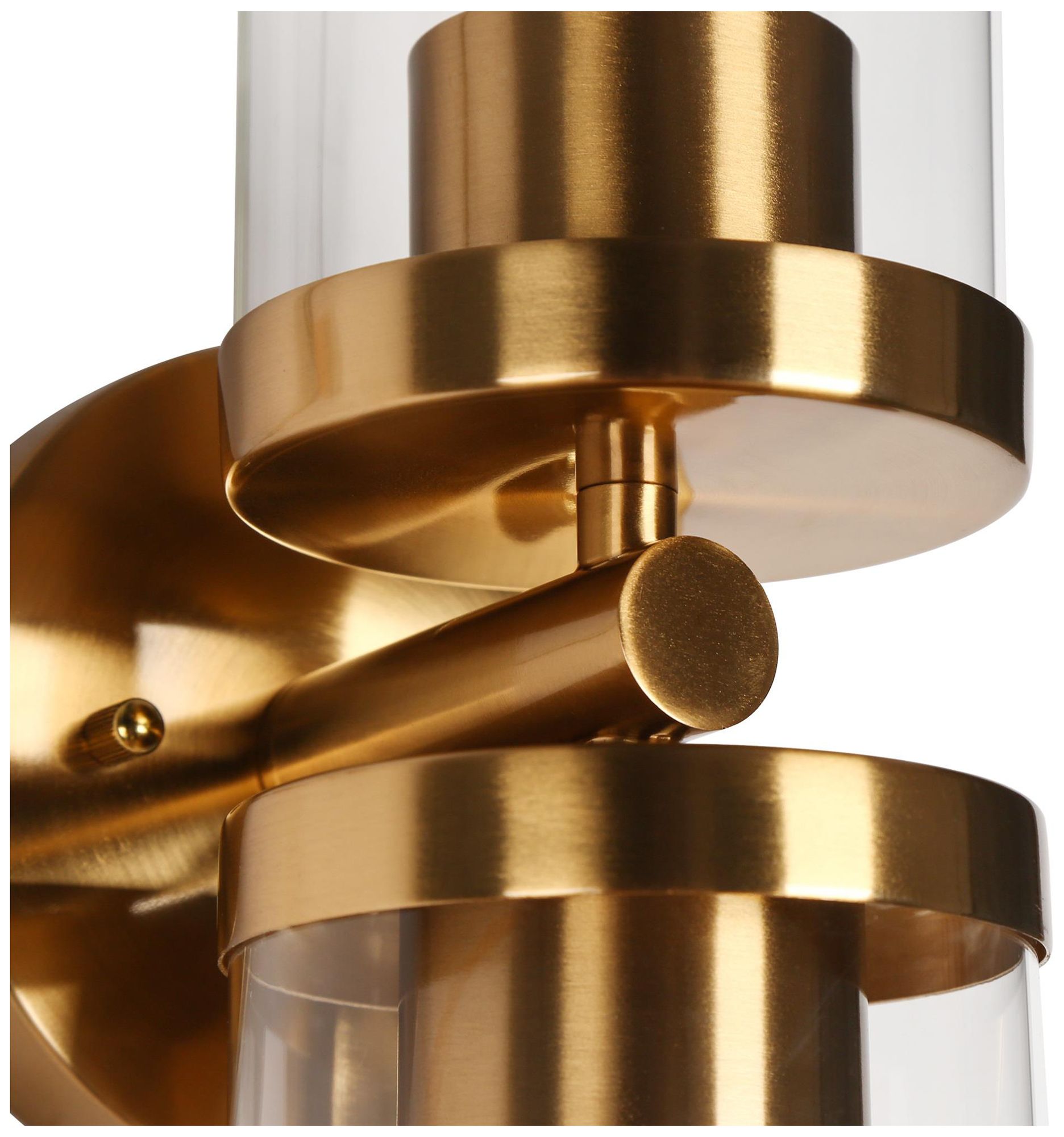 Image 4 Aurum 13.4"H Modern Brass 2-Light Cylinder Glass Wall Sconce more views