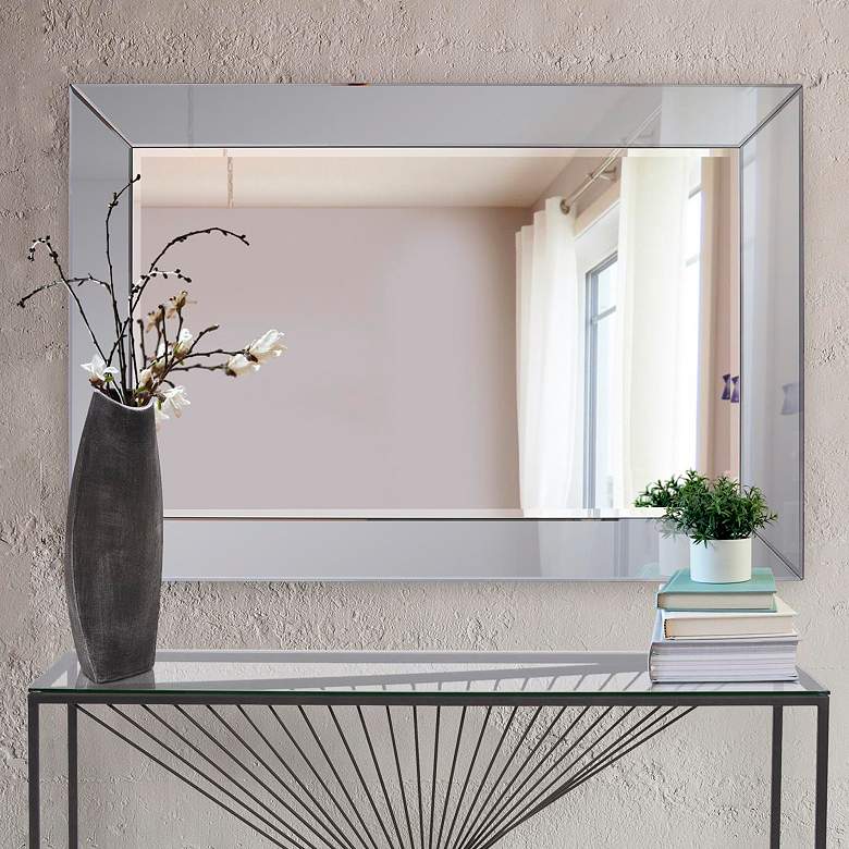 Image 1 Auryn Smoke Gray 30 3/4" x 45 1/2" Rectangular Wall Mirror