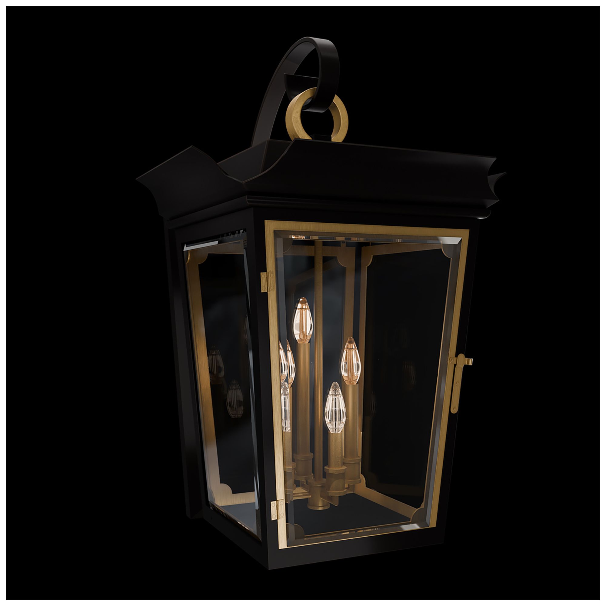 Image 2 Ausable 34"H x 19.5"W 4-Light Outdoor Wall Light in Black more views