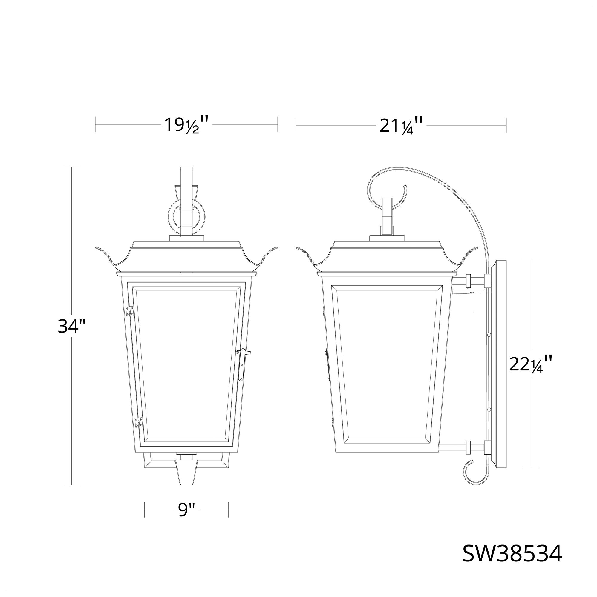 Image 3 Ausable 34"H x 19.5"W 4-Light Outdoor Wall Light in Black more views