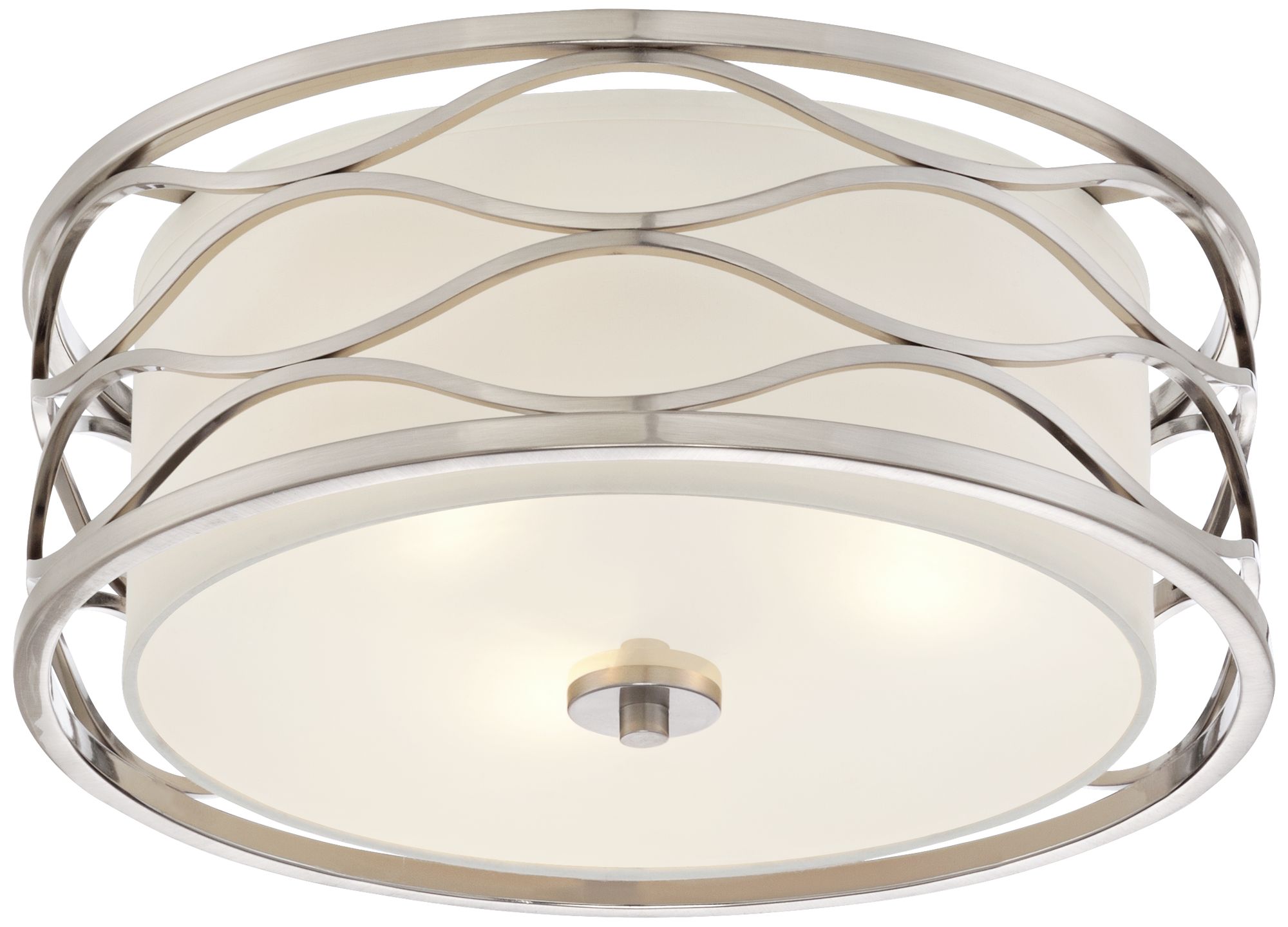 Epiphany Lighting 3-Light Flush Mount 16" Brushed Nickel Round Ceiling Fixture 