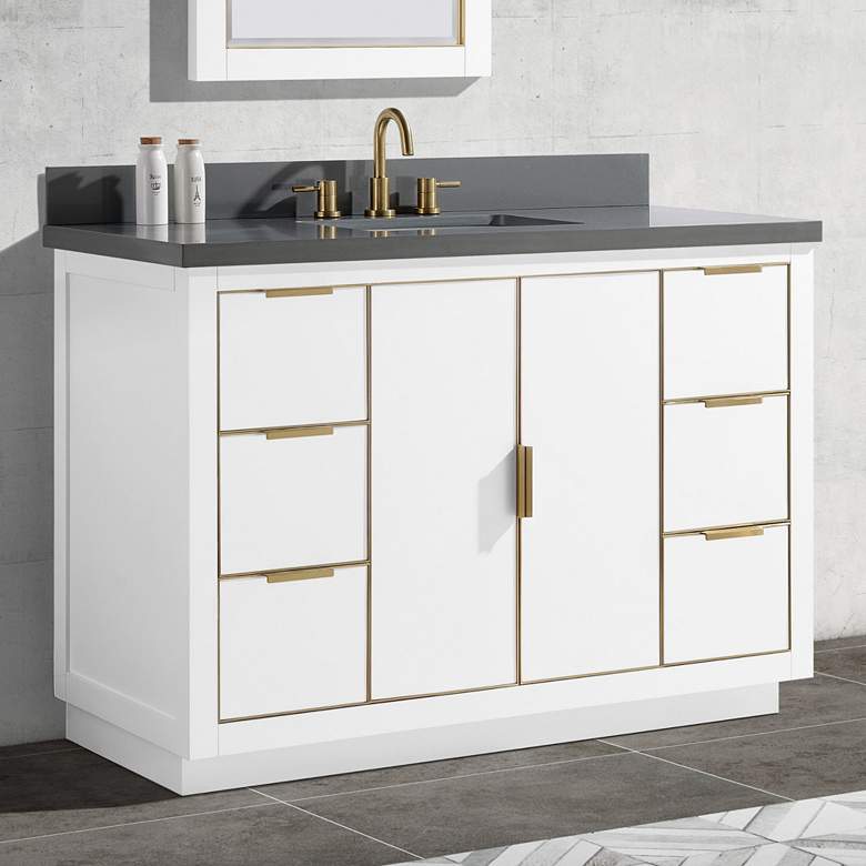 Image 1 Austen 49 inch Wide White with Gray Quartz Single Sink Vanity