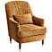 Austen Caramel Velvet Tufted Modern Armchair with Pillow