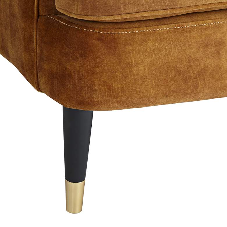 Austen Caramel Velvet Tufted Modern Armchair with Pillow more views