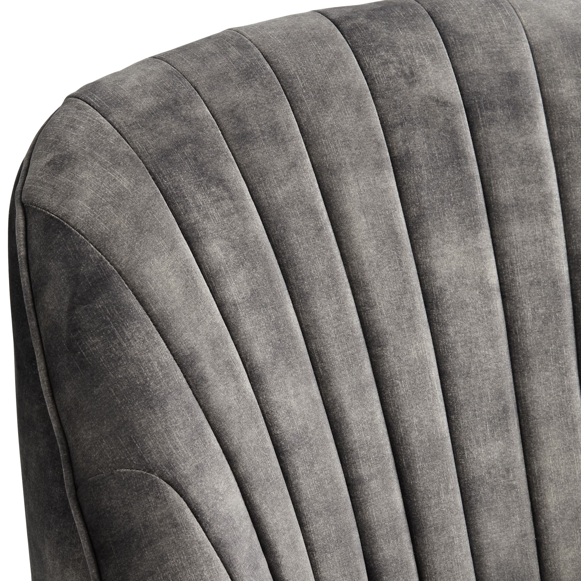 Austen Charcoal Gray Velvet Tufted Armchair with Pillow 78R34