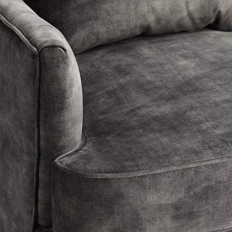 Image 6 Austen Charcoal Gray Velvet Tufted Armchair with Pillow more views