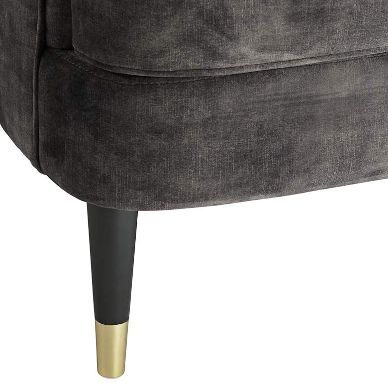 Austen Charcoal Gray Velvet Tufted Armchair with Pillow more views