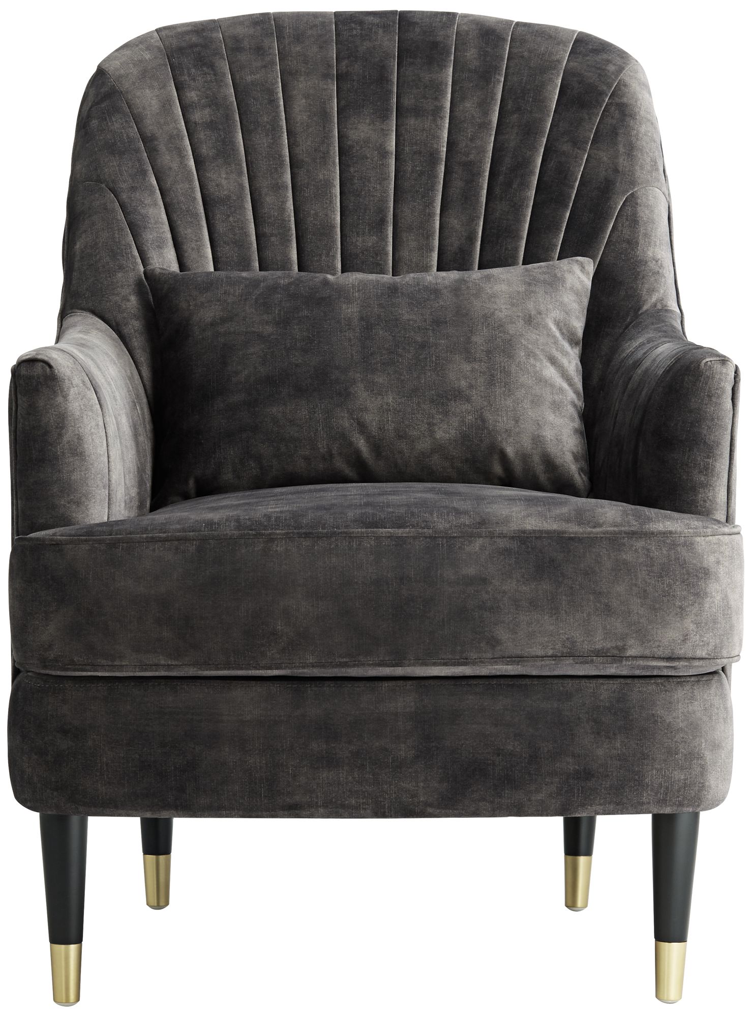 gray velvet tufted chair