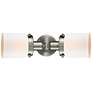 Austere Bell 18.5"W 2 Light Brushed Nickel Bath Light w/ White Shade