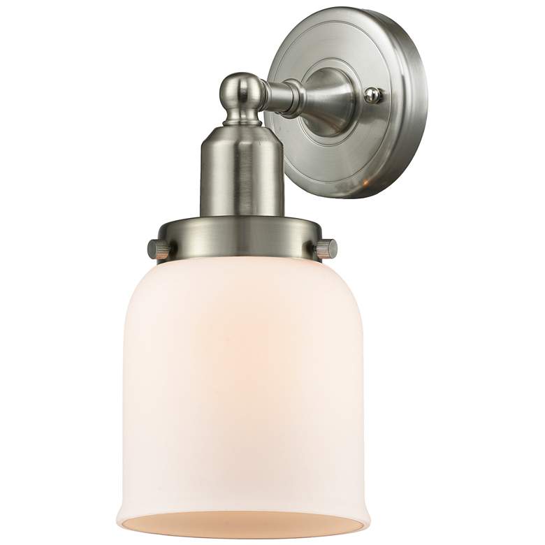 Image 1 Austere Bell 5" Wide Brushed Satin Nickel Bath Vanity Light w/ White S