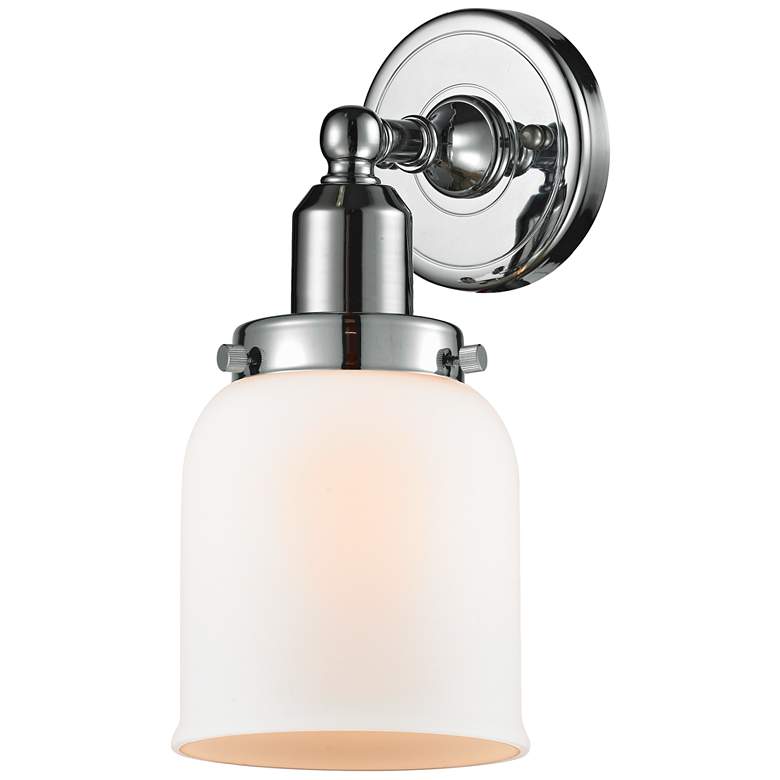 Image 1 Austere Bell 5" Wide Polished Chrome Bath Vanity Light w/ Matte White