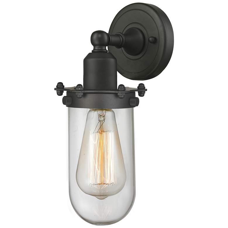 Image 1 Austere Centri 11.5" High Oil Rubbed Bronze Sconce w/ Clear Shade