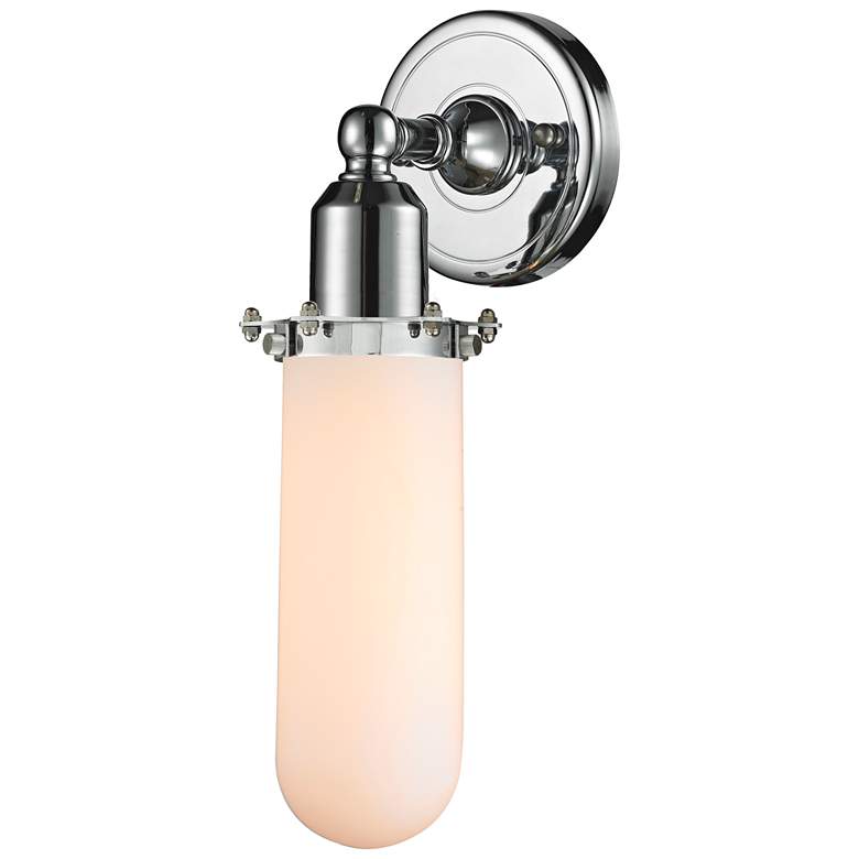Image 1 Austere Centri 13" High Polished Chrome Sconce With Matte White Shade