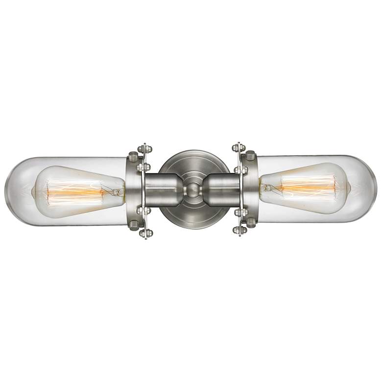 Image 1 Austere Centri 22 inch 2-Light Brushed Satin Nickel Bath Light w/ Clear Sh