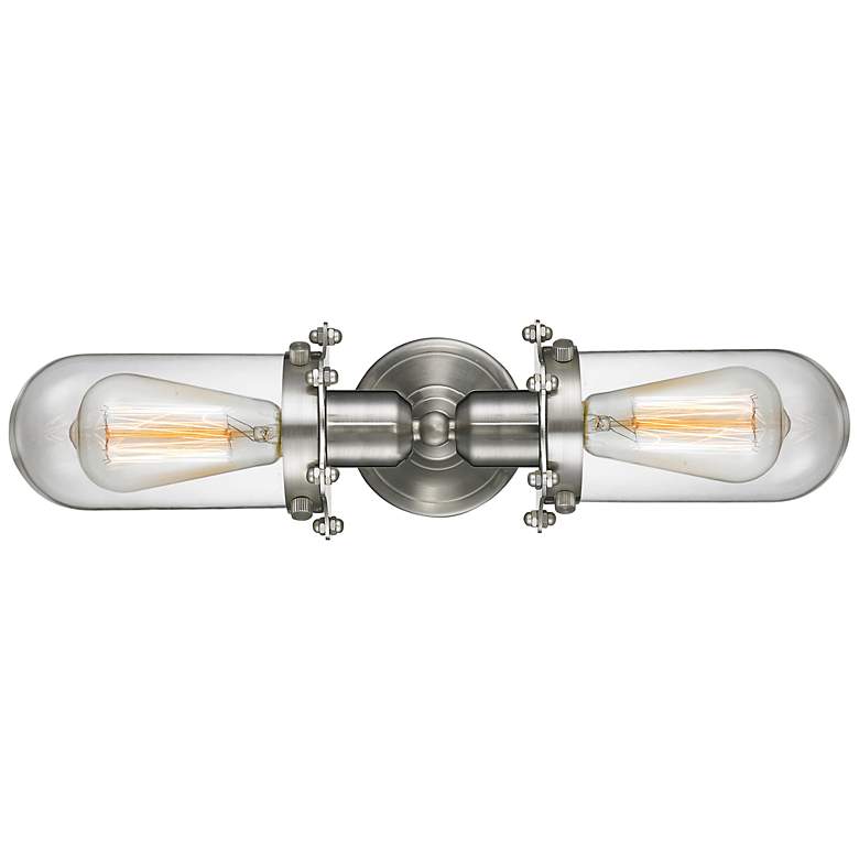 Image 1 Austere Centri 22" 2-Light Brushed Satin Nickel Bath Light w/ Clear Sh