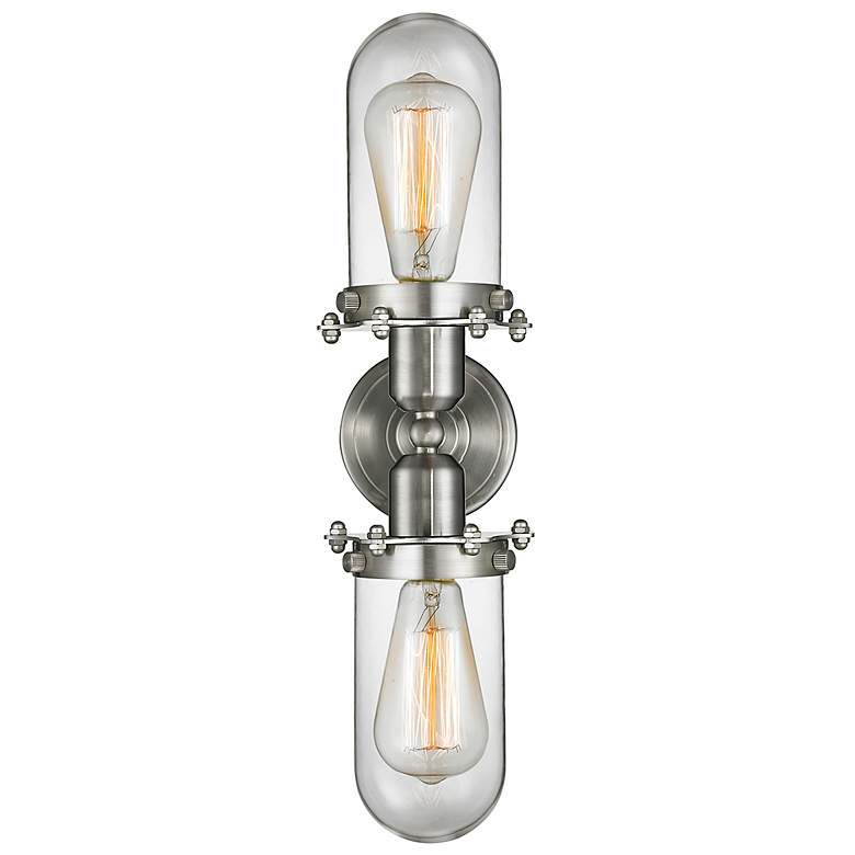 Image 3 Austere Centri 22" 2-Light Brushed Satin Nickel Bath Light w/ Clear Sh more views