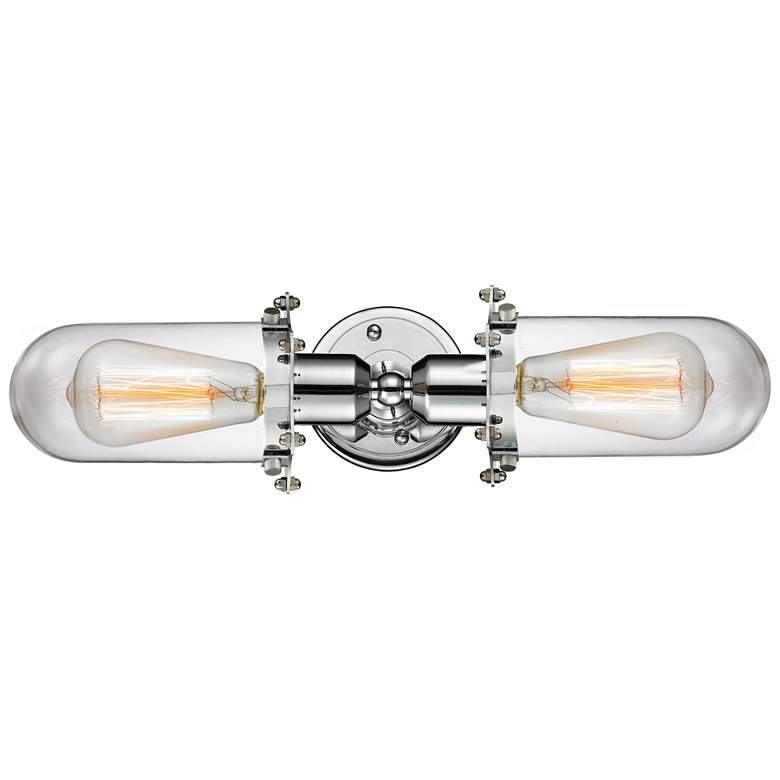 Image 1 Austere Centri 22" 2-Light Polished Chrome Bath Light w/ Clear Shade