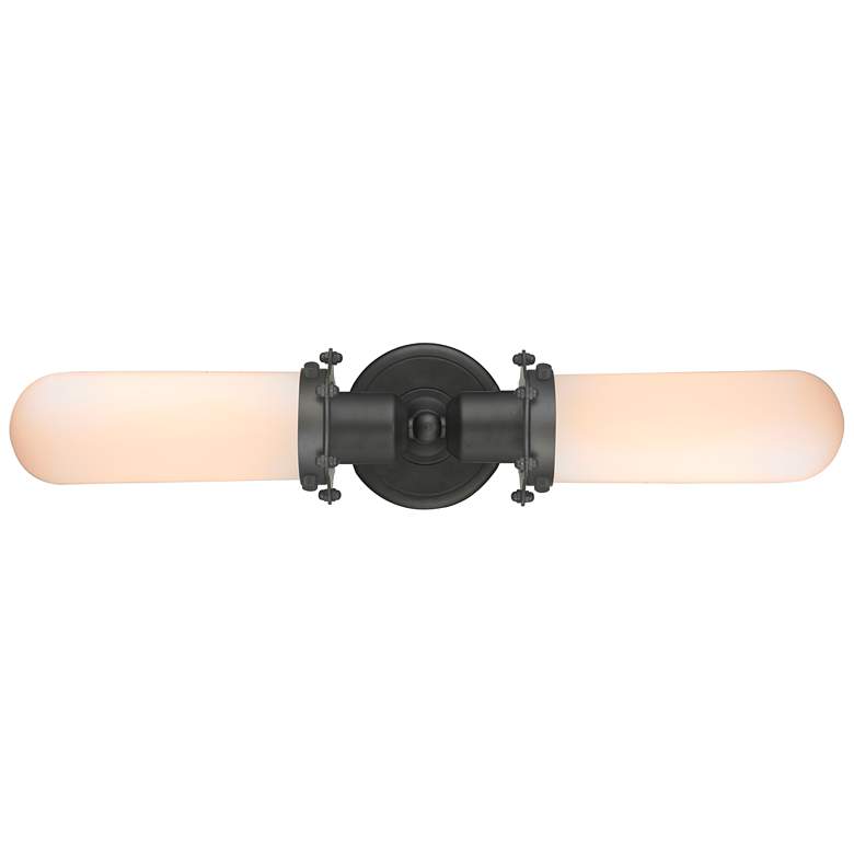 Image 1 Austere Centri 22" Wide 2 Light Bronze Bath Vanity Light w/ White Shad
