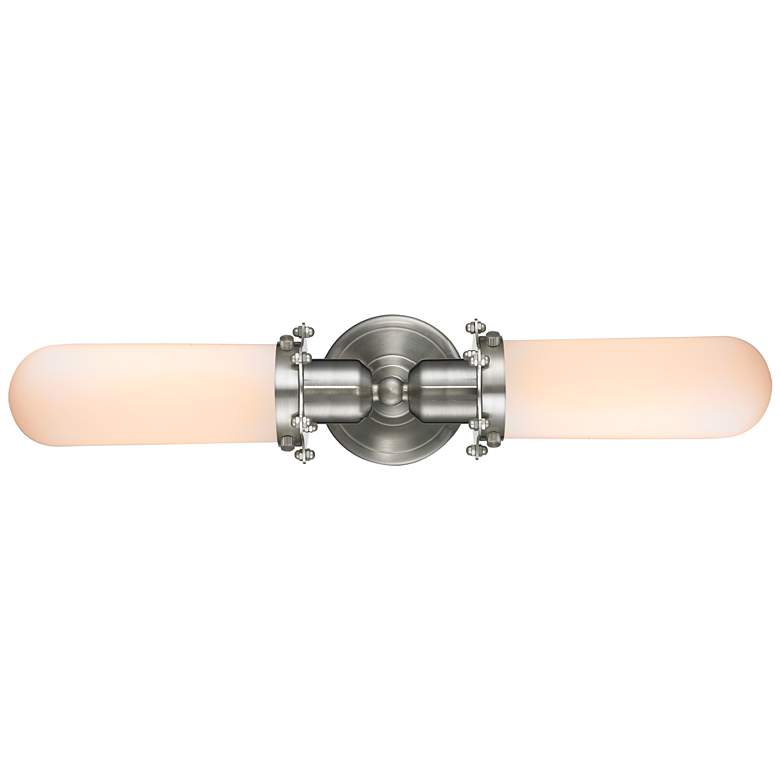 Image 1 Austere Centri 22"W 2 Light Brushed Nickel Bath Light w/ White Shade