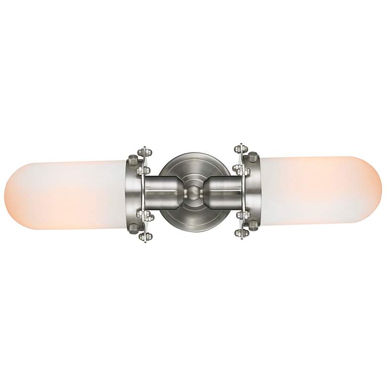 Image 1 Austere Centri 22"W 2 Light Brushed Nickel Bath Light w/ White Shade