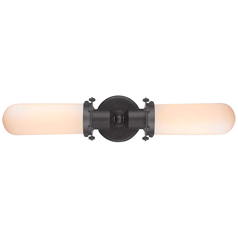 Image 1 Austere Centri 22"W 2 Light Matte Black Bath Vanity Light w/ White Sha