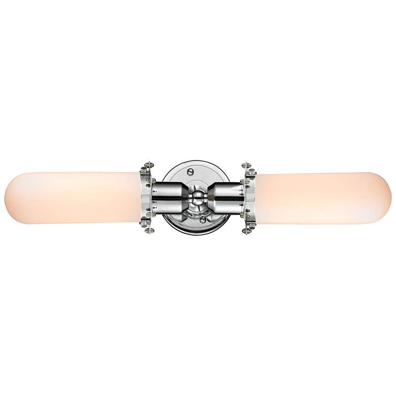 Image 1 Austere Centri 22"W 2 Light Polished Chrome Bath Light w/ White Shade
