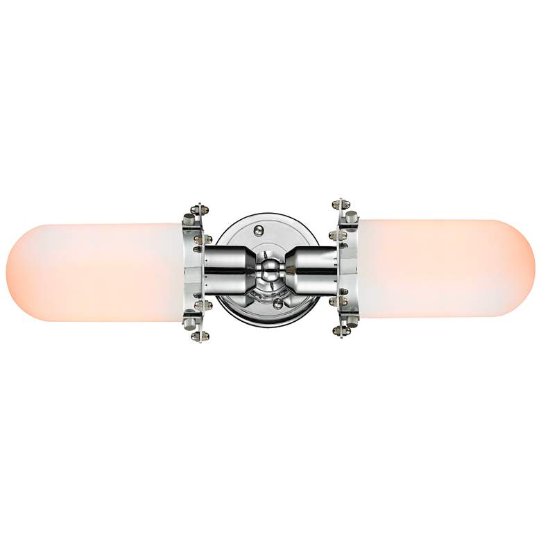 Image 1 Austere Centri 22"W 2 Light Polished Chrome Bath Light w/ White Shade