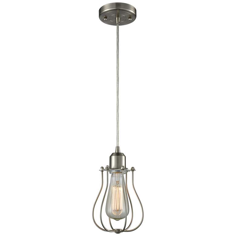Image 1 Austere Muselet 6" Brushed Satin Nickel Cord Hung Mini Pendant