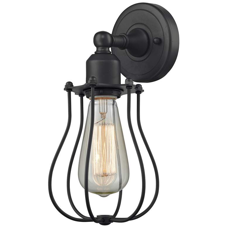 Image 1 Austere Muselet 6" LED Sconce - Matte Black Finish - Matte Black Shade