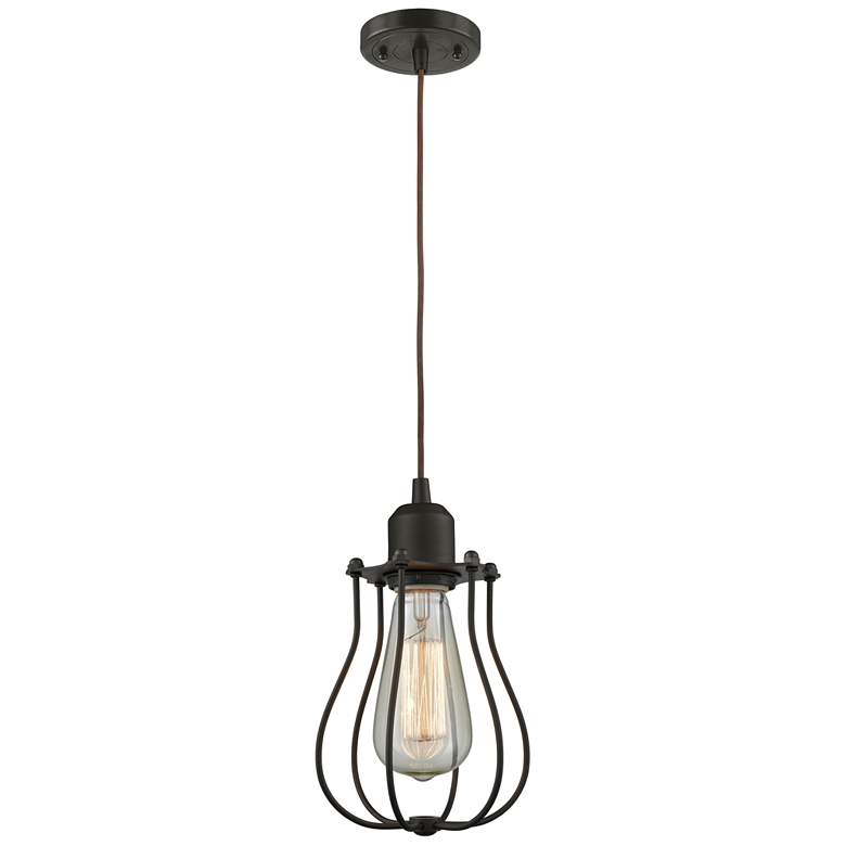 Image 1 Austere Muselet 6" Oil Rubbed Bronze Cord Hung Mini Pendant